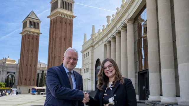 Constantí Serrallonga, director general de la Fira de Barcelona, y Wynter Courmont, vicepresidenta de Seafood a Diversified Communications