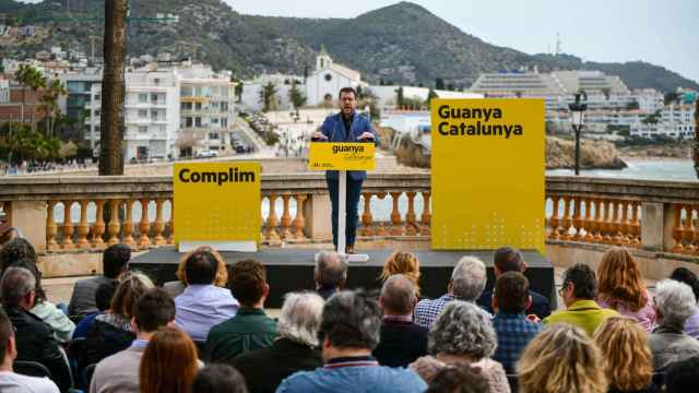 Pere Aragonès en un acto de ERC en Sitges