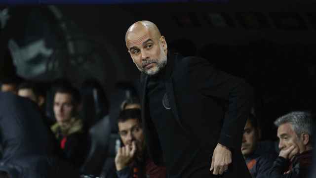 Pep Guardiola, durante el partido del Real Madrid contra el Manchester City