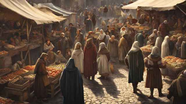 Imagen de un mercadillo medieval generado con IA