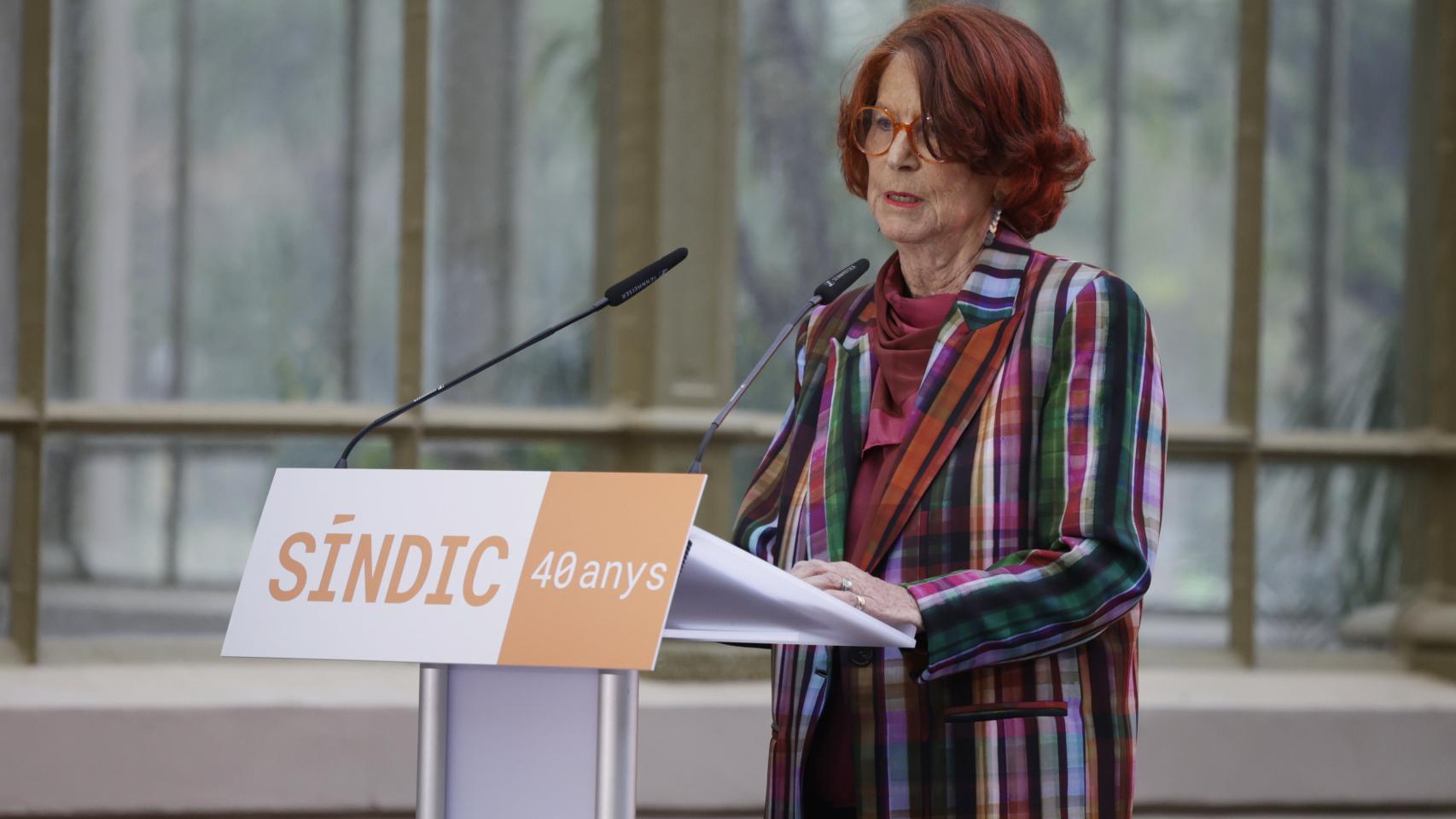 Esther Giménez-Salinas, durante el acto de celebración del 40 aniversario del Síndic de Greuges