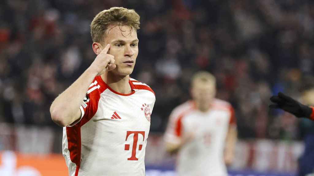 Kimmich celebra el gol de la victoria contra el Arsenal