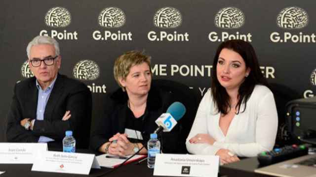 Joan Conde (i), en la presentación del macro 'scape room' del Port Fòrum: acabó cerrando