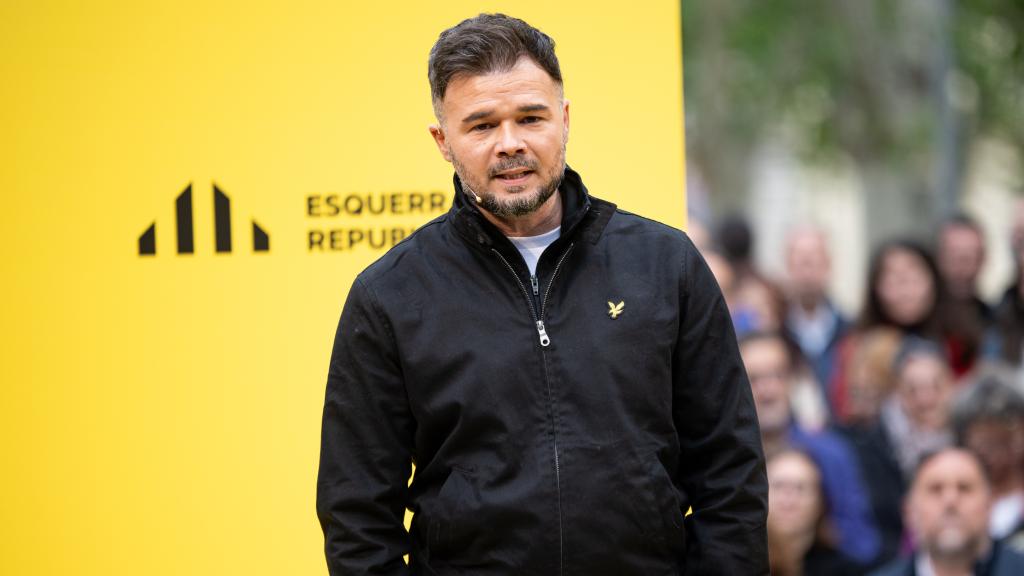 El portavoz de ERC en el Congreso, Gabriel Rufián, en el acto de inicio de campaña