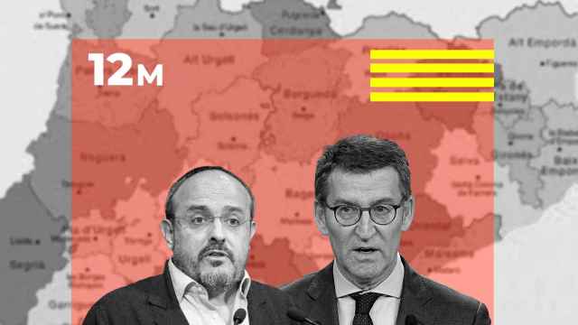 El candidato del PP a la presidencia de la Generalitat, Alejandro Fernández (izq) y el líder de los populares, Alberto Núñez Feijóo (dcha)