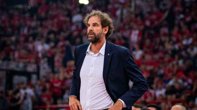 Roger Grimau, durante el partido del Barça de basket contra el Olympiakos