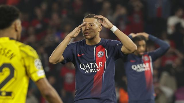 Mbappé, durante el partido del PSG contra el Dortmund
