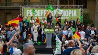 El presidente de VOX, Santiago Abascal interviene durante un mitin