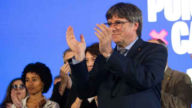 Carles Puigdemont, durante la noche electoral de las elecciones catalanas
