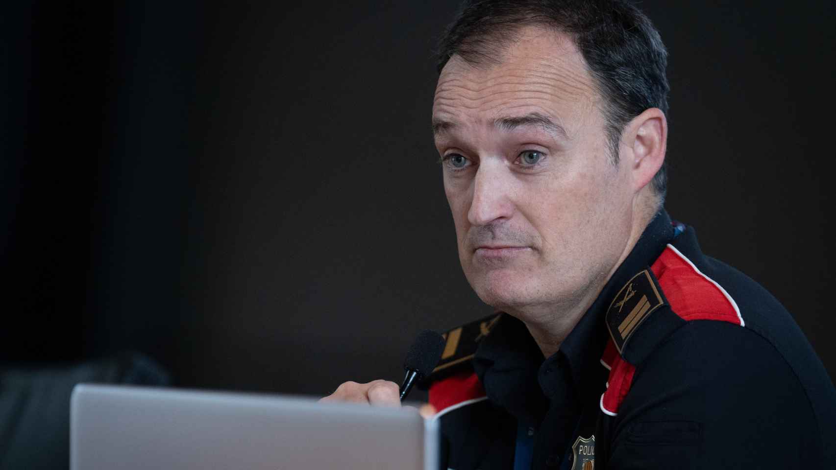 El comisario jefe de Mossos, Eduard Sallent, durante una rueda de prensa