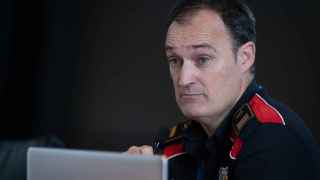 El comisario jefe de Mossos, Eduard Sallent, durante una rueda de prensa