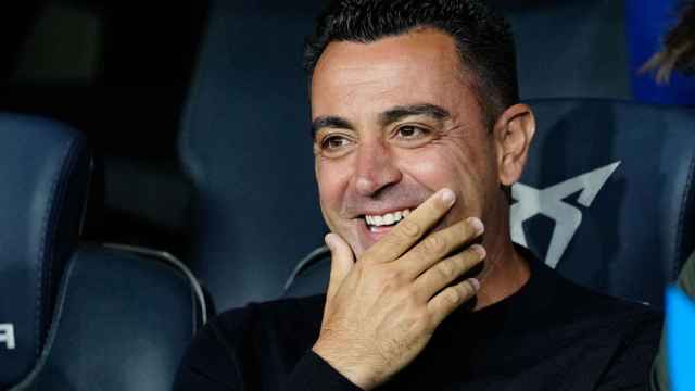 Xavi Hernández, durante el partido contra la Real Sociedad