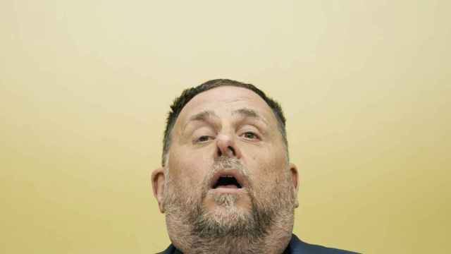 El presidente de ERC, Oriol Junqueras, durante la comparecencia en la que justificaba su dimisión para volver al cargo