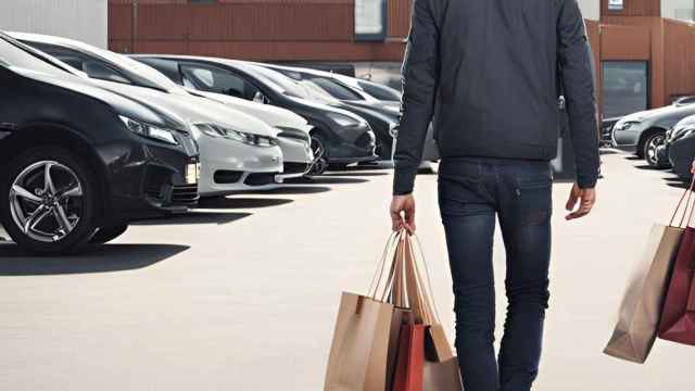 Un hombre de compras en el outlet