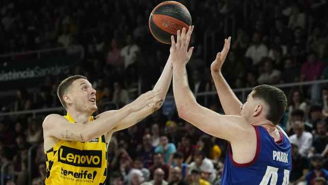 Joel Parra durante el primer partido de los 'play off' contra Lenovo Tenerife