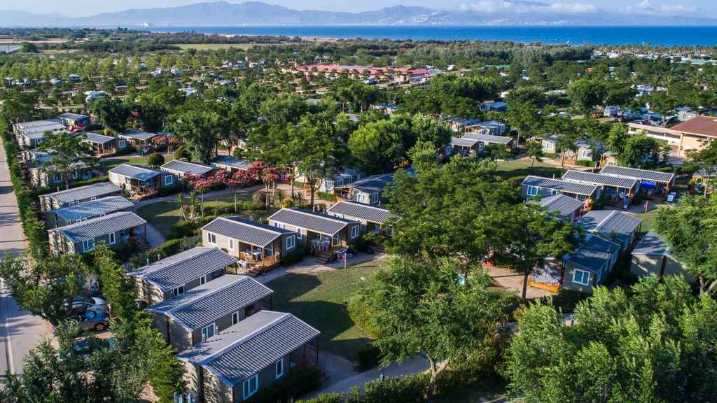 Vista aérea del camping Las Dunas