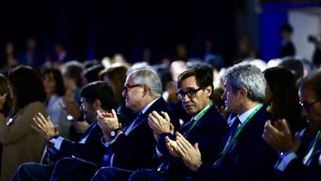 El candidato del PSC, Salvador Illa, en el Círculo de Economía