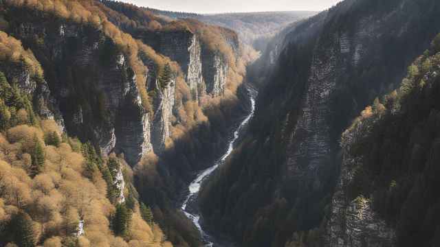 Imagen generada con IA de un desfiladero en una montaña