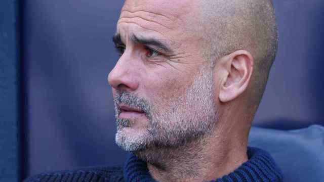Pep Guardiola, durante la última jornada de Premier League entre Manchester City y West Ham