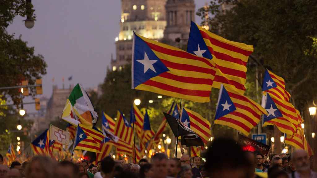 Banderas esteladas en una manifestación en 2019