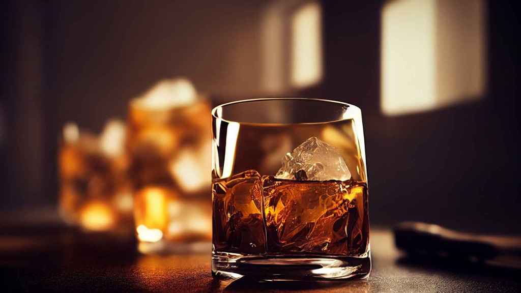 Vasos con whisky y hielo