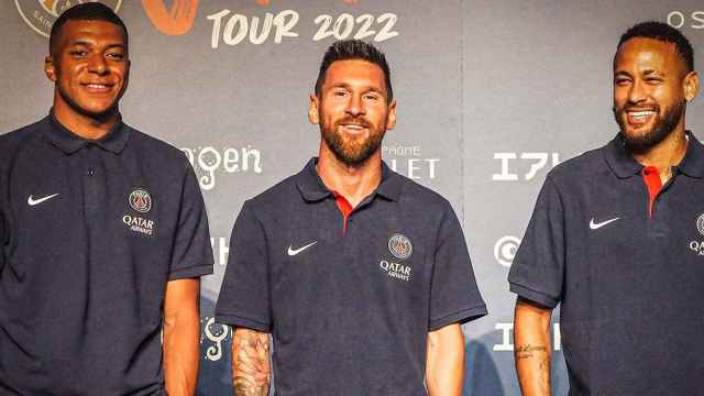 Kylian Mbappé, Leo Messi y Neymar Jr, durante la gira de pretemporada del PSG en 2022