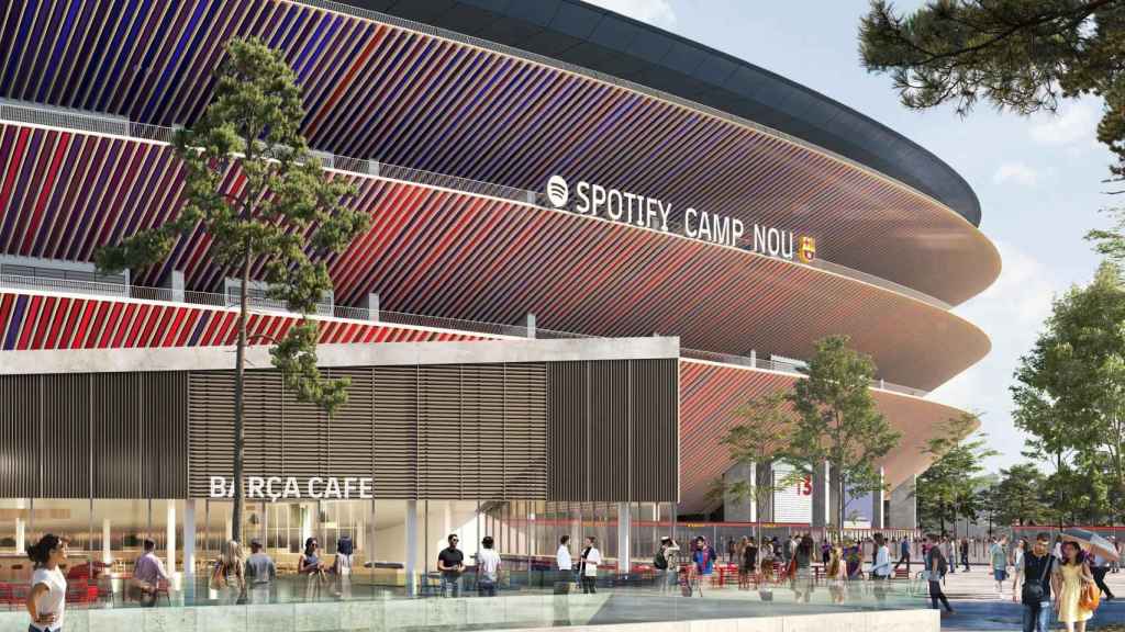 La fachada exterior del futuro Camp Nou, el eje del Espai Barça
