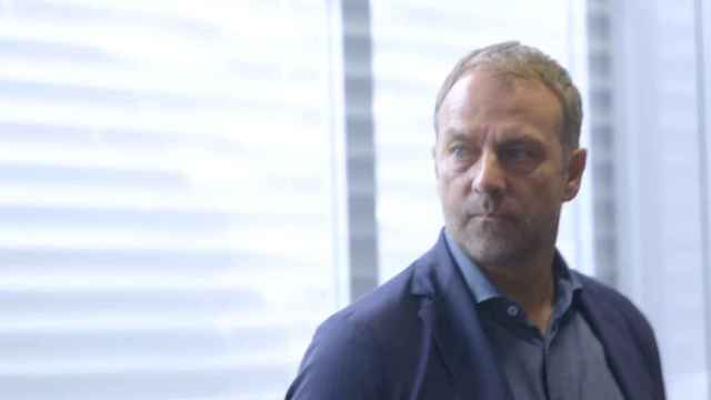 Hansi Flick en su presentación oficial con el Barça