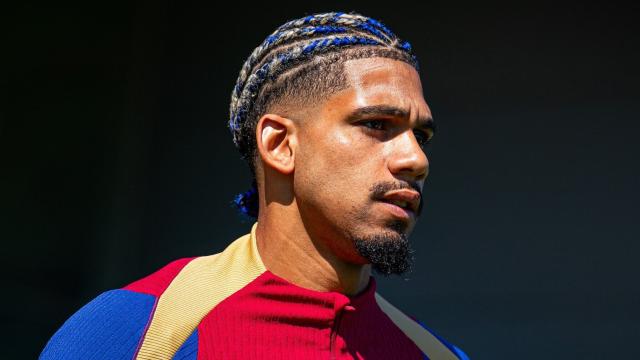 Ronald Araujo en un entrenamiento del Barça