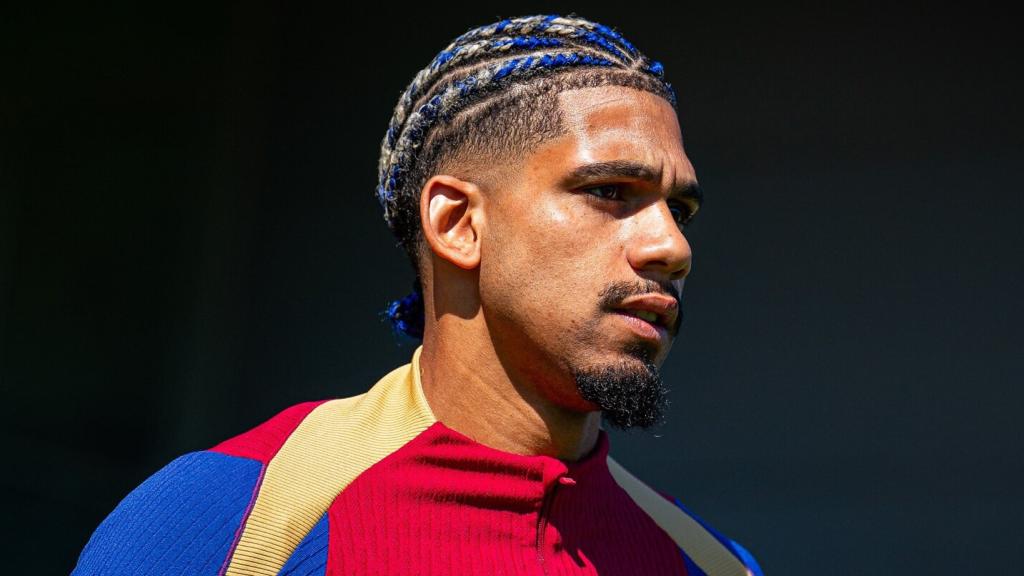 Ronald Araujo en un entrenamiento del Barça