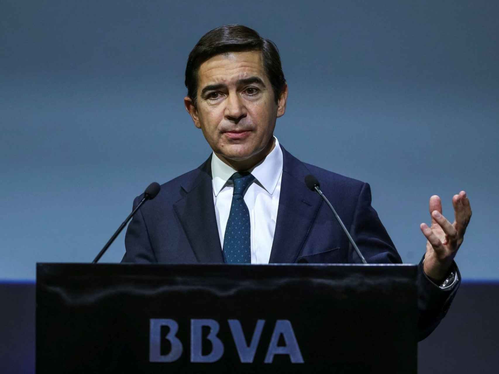 El presidente del BBVA, Carlos Torres, en una comparecencia corporativa