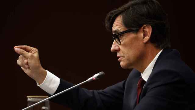 Salvador Illa, ganador de las elecciones del 12M en Cataluña, en una rueda de prensa