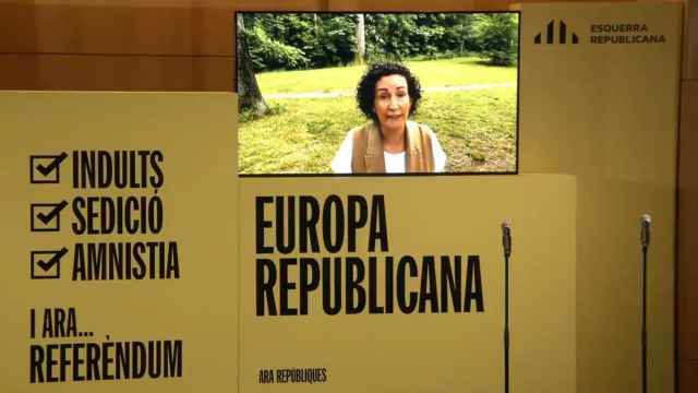 Marta Rovira interviene en el mitin de Vic por vía telemática