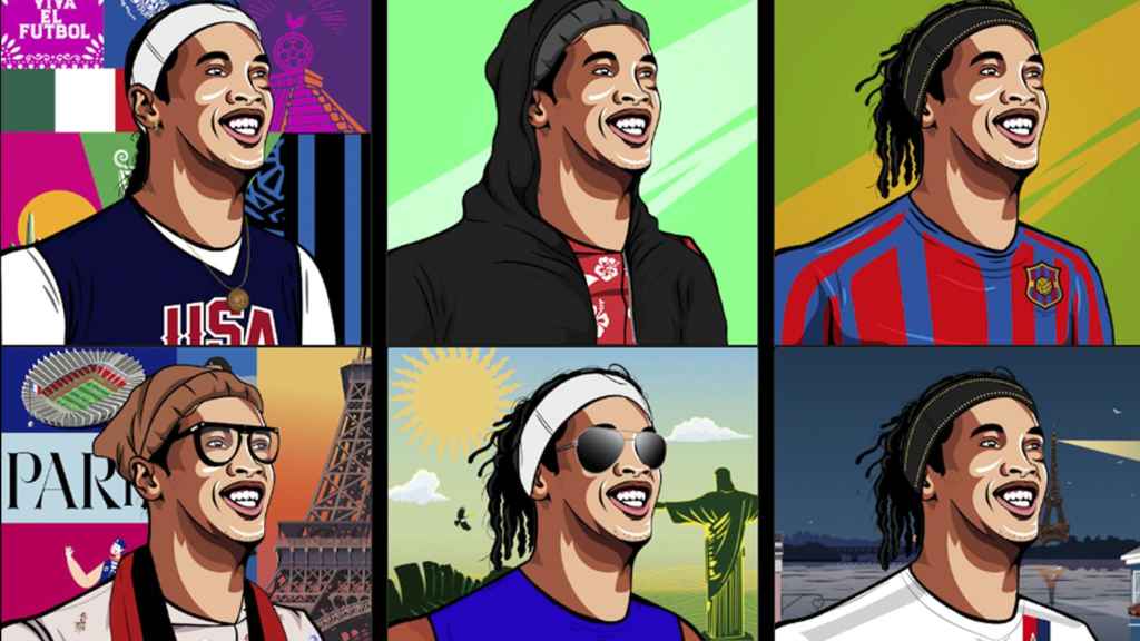 Nos NFT de Ronaldinho que se publicitan en la página web de Shirtum