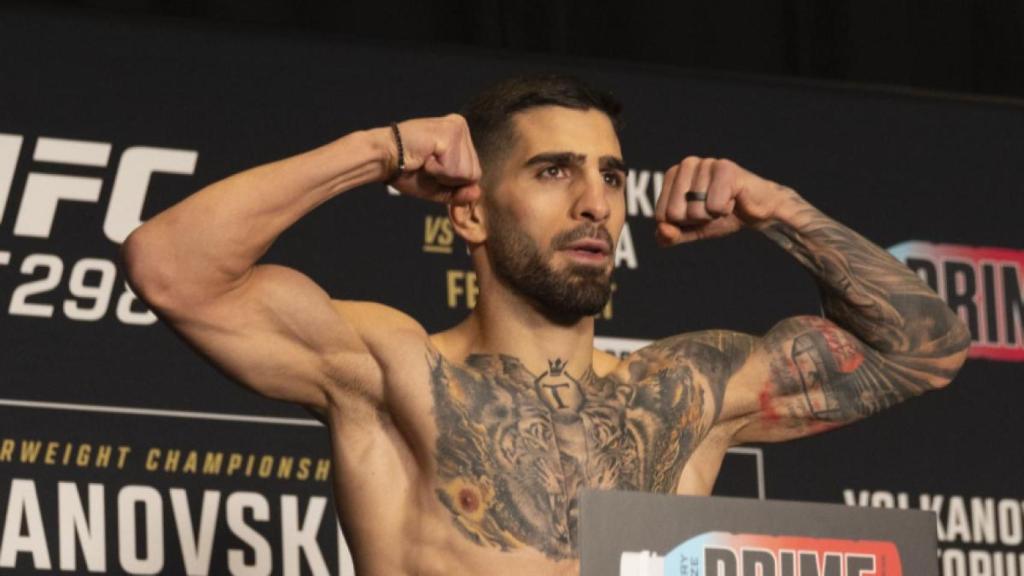 Ilia Topuria, en el pesatge previ al combat contra Alexander Volkanovski