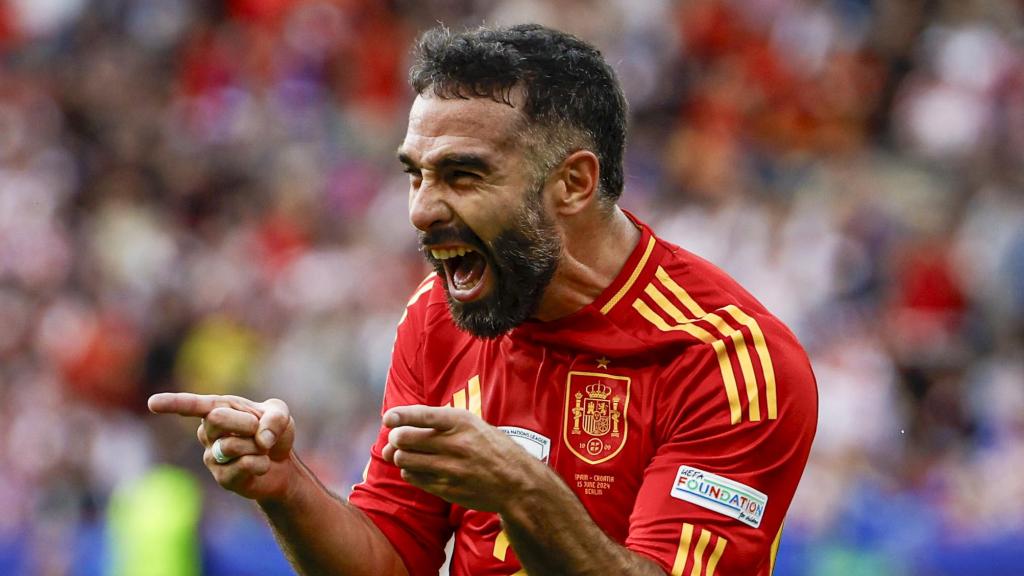 Carvajal celebra su gol en la Eurocopa contra Croacia