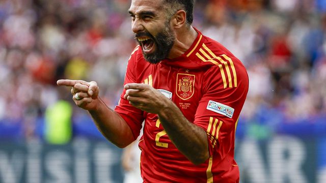 Carvajal celebra su gol en la Eurocopa contra Croacia