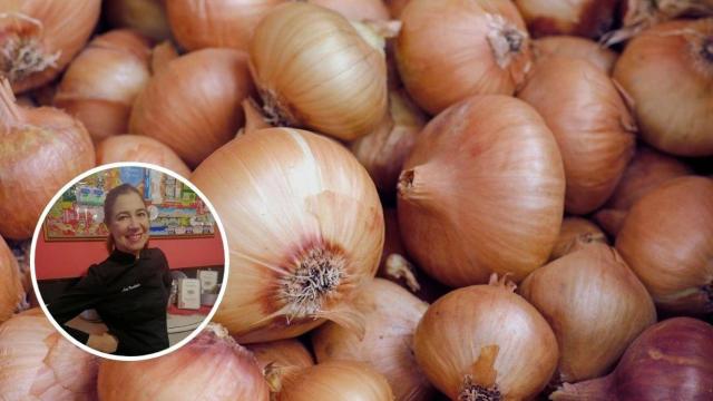 Fotomontaje Ada Parellada y cebollas