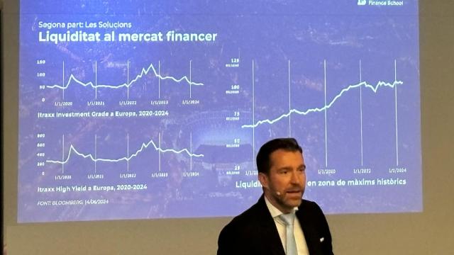 Marc Ciria, durante la ponencia de las Soluciones Financieras para el Barça