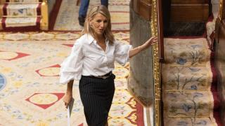 La vicepresidenta segunda y ministra de Trabajo, Yolanda Díaz, llega a una sesión plenaria, en el Congreso de los Diputados, a 26 de junio de 2024