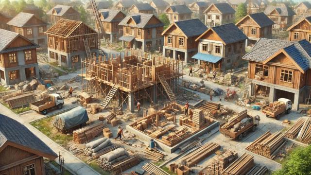 Imagen de un pueblo en construcción generado con IA