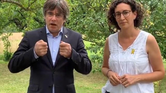 El expresidente de la Generalitat Carles Puigdemont y la secretaria general de ERC, Marta Rovira, en un vídeo difundido por la ANC.
