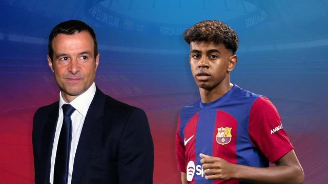 Jorge Mendes, representante de Lamine Yamal, en un fotomontaje