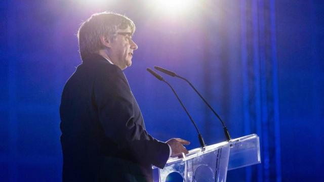 Carles Puigdemont, en un acto de campaña de Junts+ para las elecciones del 12 de mayo