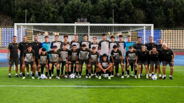 El Juvenil A del Barça, antes de un partido de la UEFA Youth League