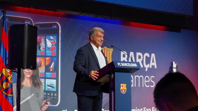 Joan Laporta, en el acto de lanzamiento de Barça Games