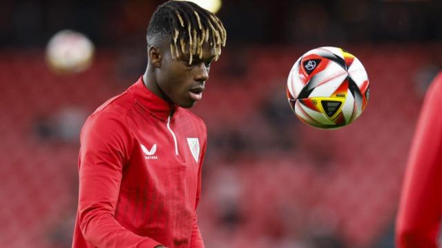 Nico Williams, durante un entrenamiento del Athletic Club