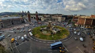 Imagen aérea de la plaza España de Barcelona