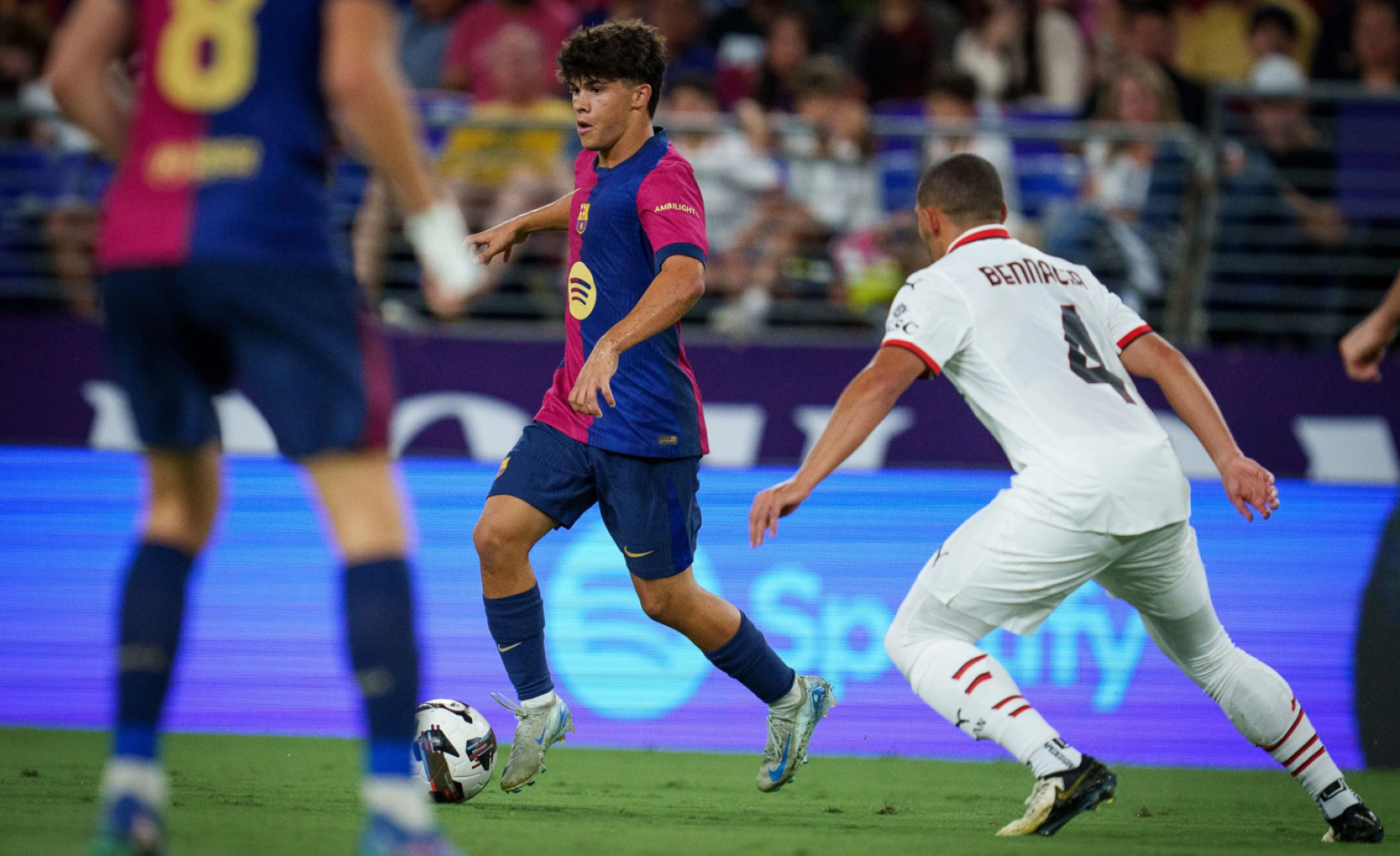 Quim Junyent, en acción durante el partido del Barça contra el Milan