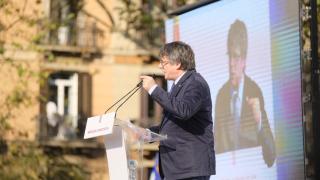 Carles Puigdemont, desde el Arc de Triomf de Barcelona